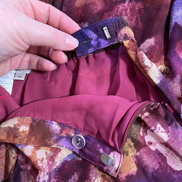 Coldwater Creek Womens Midi Skirt A Line Floral Print Pleated Lined Pink Medium - Picture 5 of 8